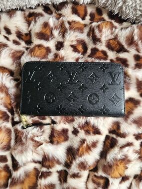 Louis Vuitton Black Embossed Zipper Wallet